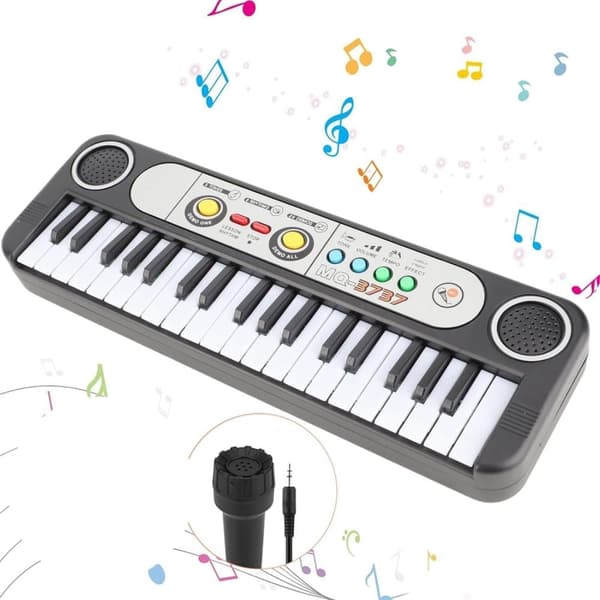 OBOSOE 37 Key Piano Keyboard Elektroniskt tangentbord Piano med mikrofon 24 Demos 3 Timbres Plast Musikinstrument leksak
