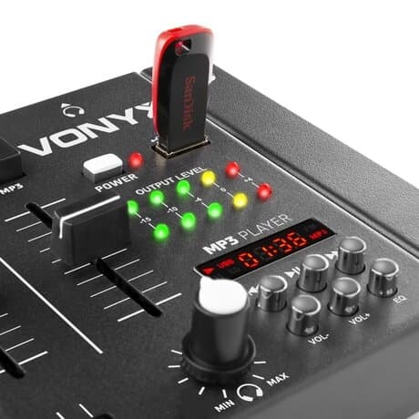 SkyTec- Vonyx STM-3020B 4 kanaler, USB/SD mixer svart
