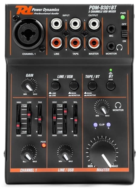 Power Dynamics PDM-D301BT Mixer 3CH/EQ/USB/BT