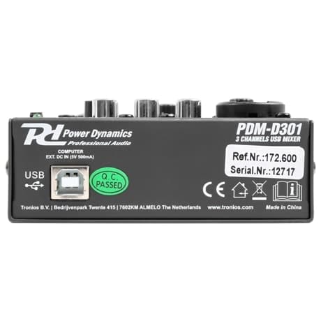 Power Dynamics PDM-D301 Mixer 3kanaler/EQ/USB
