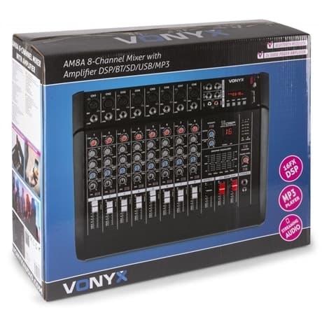 Vonyx AM8A 8 kanals med förstärkare Mixer BT