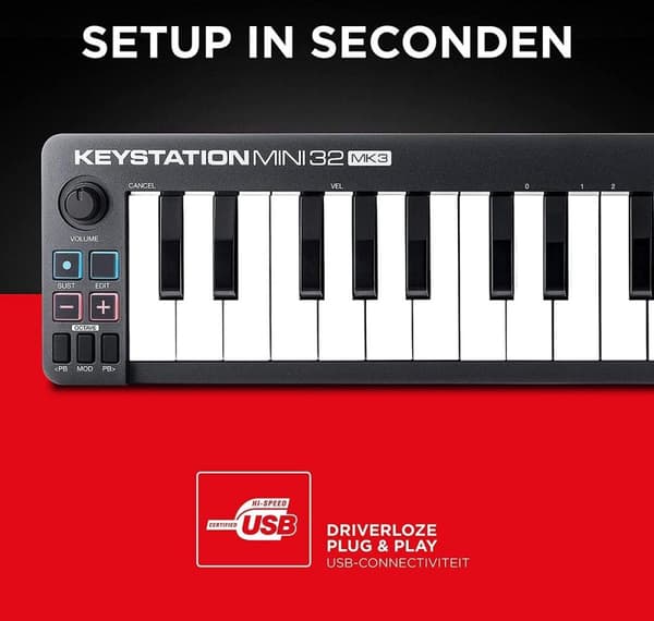 M-AUDIO Keystation Mini 32 MK3 MIDI-kosketinsoitin 32 kosketinta USB musta, valkoinen