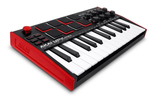 AKAI MPK Mini MK3 Control näppäimistö Pad-ohjain MIDI USB Musta, punainen