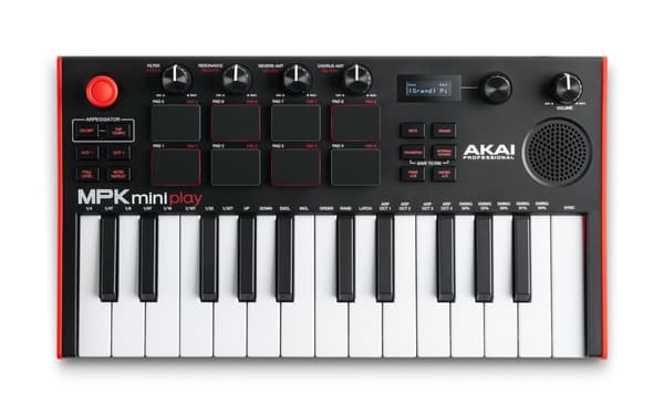 AKAI MPK Mini Play MK3 Control näppäimistö Pad-ohjain MIDI USB Musta, punainen