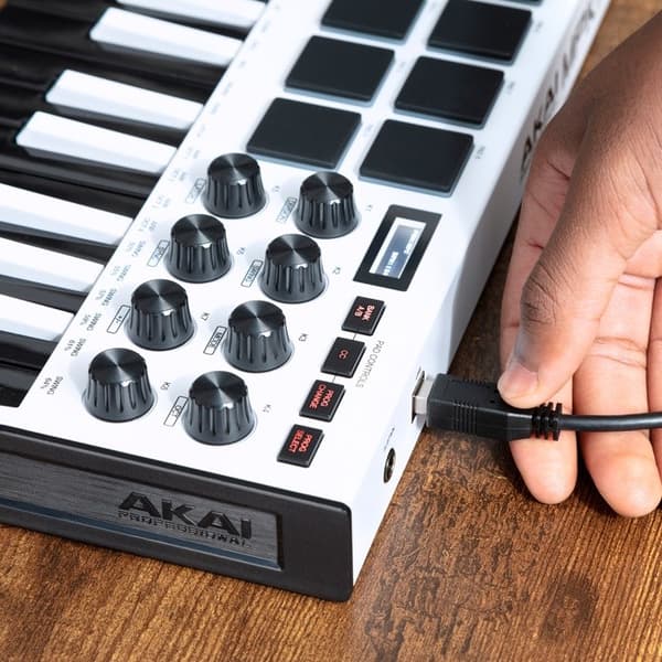 AKAI MPK Mini MK3 Control keyboard Pad controller MIDI USB Sort, Hvid