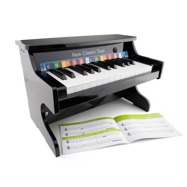 Elektrisk piano junior - New Classic Toys - 41 x 25 cm - Svart trä - 25 tangenter - Förstärkare