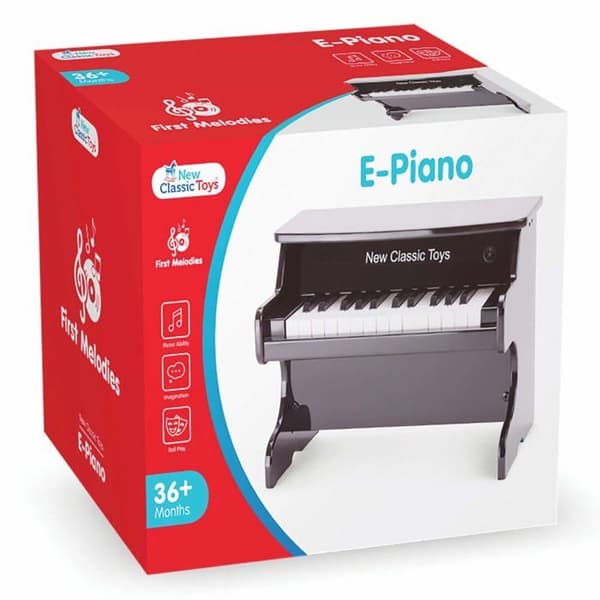 Elektrisk piano junior - New Classic Toys - 41 x 25 cm - Svart trä - 25 tangenter - Förstärkare
