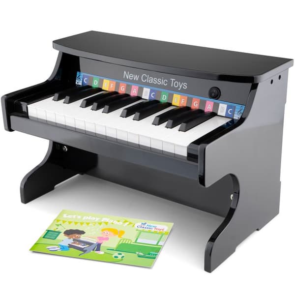 Elektrisk piano junior - New Classic Toys - 41 x 25 cm - Svart trä - 25 tangenter - Förstärkare