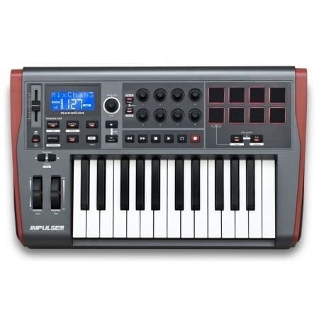 USB-klaviatur - NOVATION - IMPULSE 25 - 25 tangenter - Full DAW-kontroll - Bakgrundsbelysta trummattor