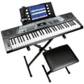 Miniatyrbild 1 av 11: RockJam 61-tangenters Keyboard Piano Kit med Pall, Stativ, Hörlurar & Lektioner