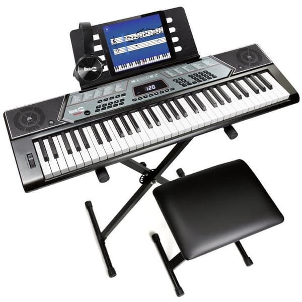 RockJam 61-tangenters Keyboard Piano Kit med Pall, Stativ, Hörlurar & Lektioner