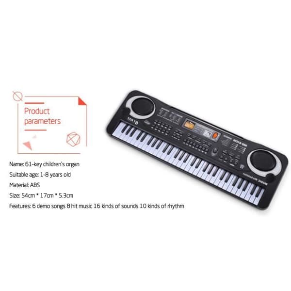 Flerfunktions elektronisk musikklaviatur 61 tangenter Multifunktionell klaviatur Orgel Mikrofon Simulering Piano Barnleksaker