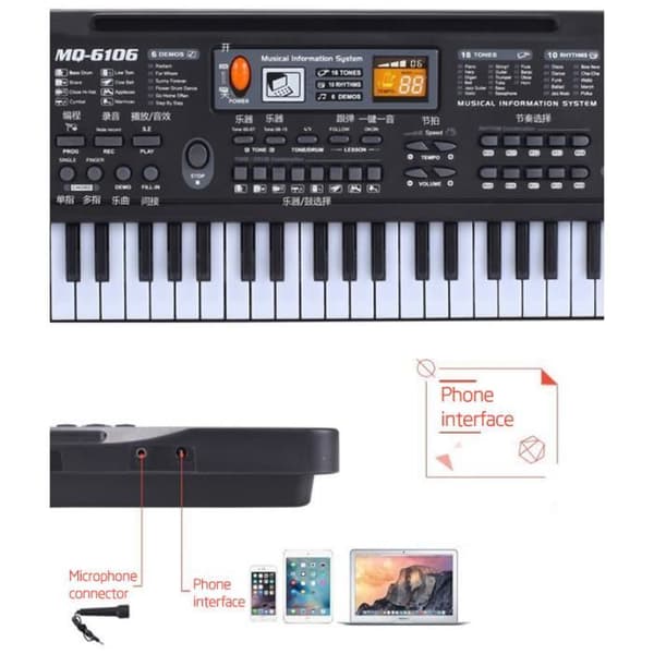 Flerfunktions elektronisk musikklaviatur 61 tangenter Multifunktionell klaviatur Orgel Mikrofon Simulering Piano Barnleksaker
