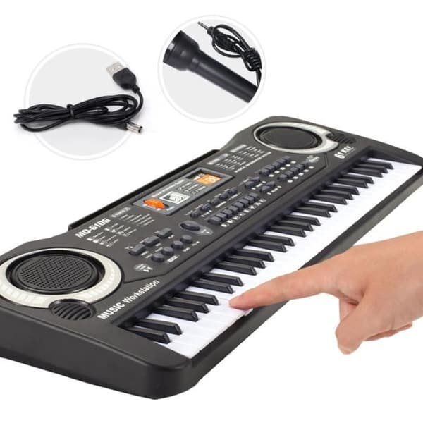Flerfunktions elektronisk musikklaviatur 61 tangenter Multifunktionell klaviatur Orgel Mikrofon Simulering Piano Barnleksaker