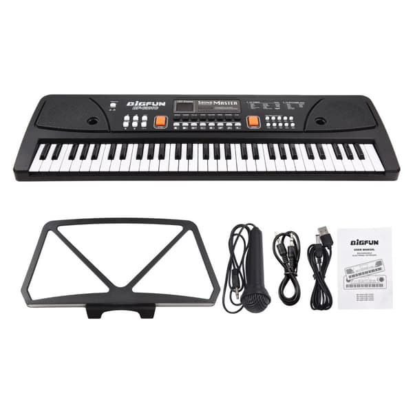 Elektronisk Keyboard, 61 Taster, Genopladelig,sort