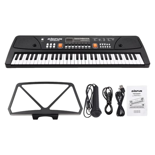 Elektronisk Keyboard, 61 Taster, Genopladelig,sort