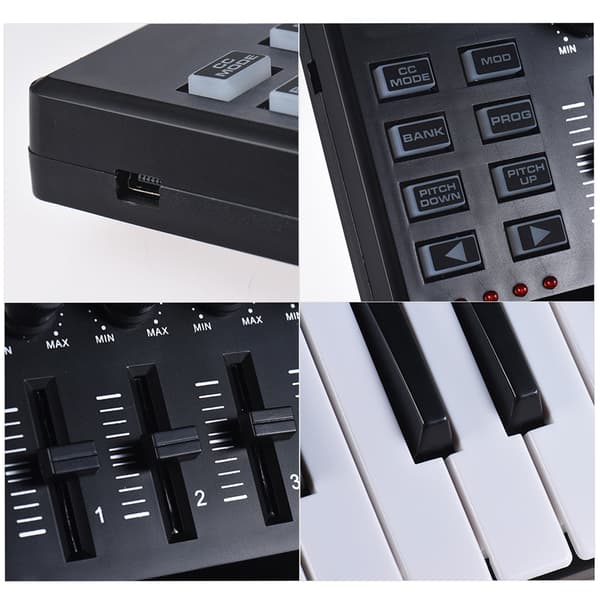 MIDI-ohjain, 25 nopeusherkkää näppäintä, 8 RGB-taustavalaistua padia