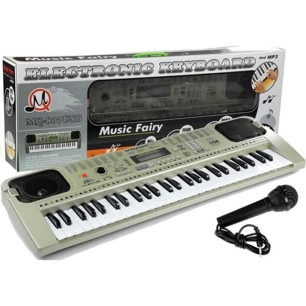 Klaviatur Orgel Piano - USB - 61 tangenter - Inkluderad mikrofon - Upplysta tangenter - Ingår tillbehör