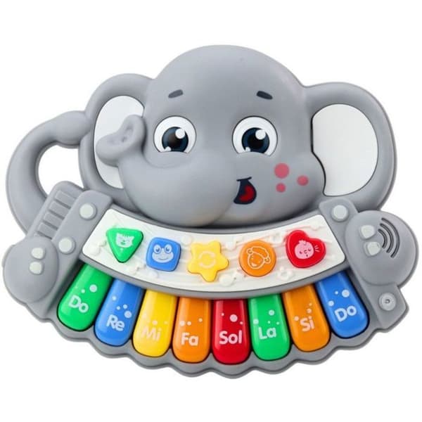 Pack piano - klaviatur Leantoys Interaktiva pianomelodier, djurljud, grå elefant
