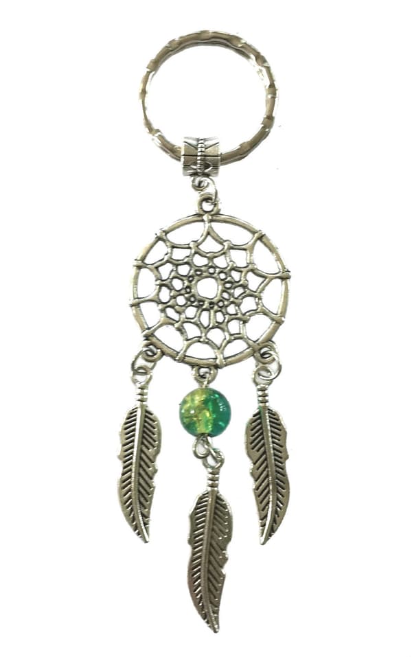 Keyring/Avaimenperä - Dreamcatcher - Mandala - Green/Yellow