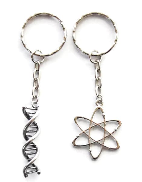 Nyckelring ATOM/DNA Kemi Molekyl Partner/Kompis 2 stycken