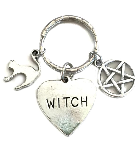 Nyckelring Witch Pentagram Katt Wicca Pagan