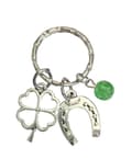 Pikkukuva 1 / 3: Keyring - Horse Shoe - Four Leaf Clover - Bead - Green