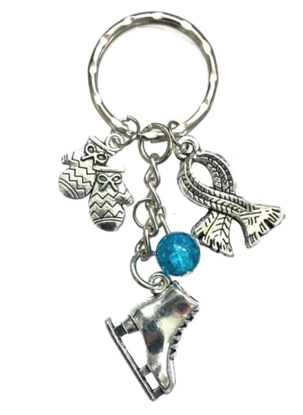 Keyring - Ice Skates - Mittens - Scarf - Bead - Blue