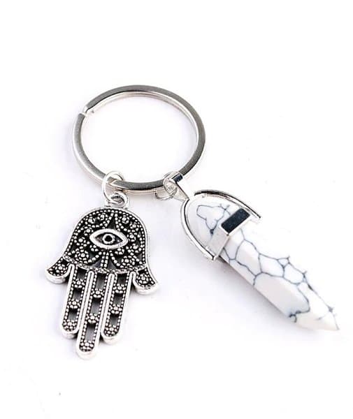 Keyring - Hamsa - Hand of Fatima - Howlite