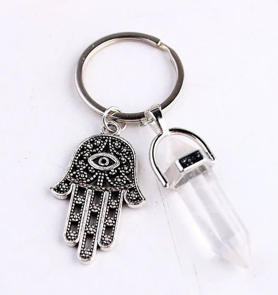 Keyring - Hamsa - Hand of Fatima - Rock Crystal