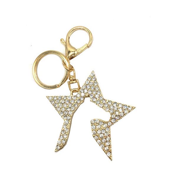 Hy Zeddy Diamante Key Ring Gold/Diamante One Size
