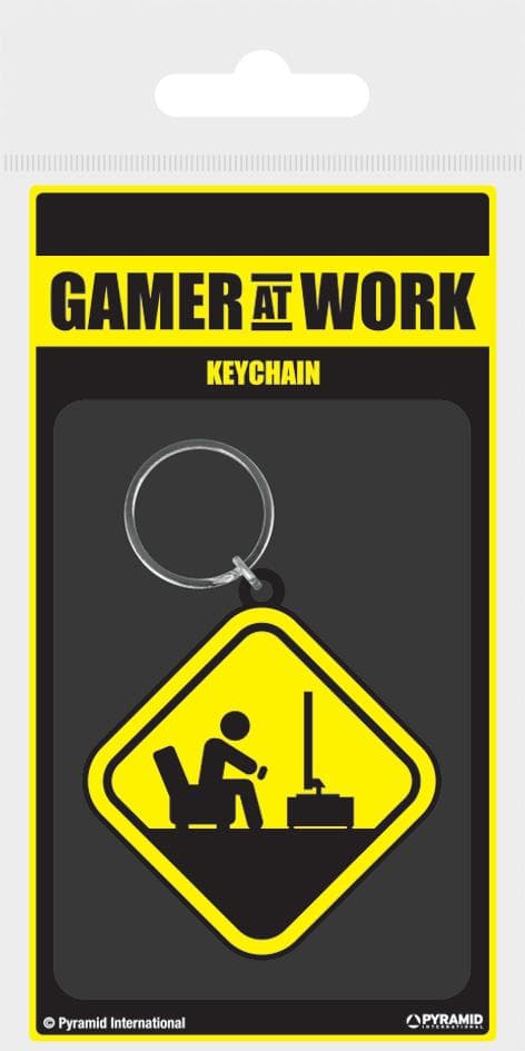 Nyckelring - Gamer At Work (Caution Sign)