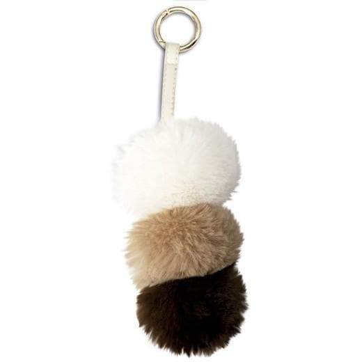 Nyckelring - Beige/brun/mörkbrun pompom plush