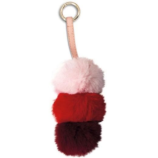 Nyckelring - rosa/röd/vinröd pompom plush