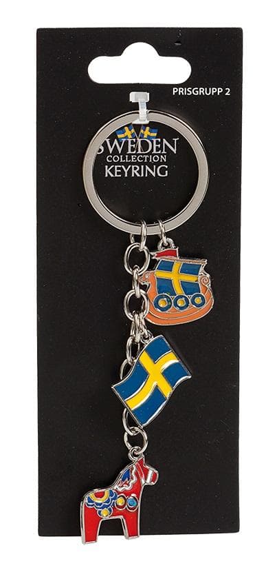 Nyckelring Souvenir Dalahäst Flagga Vikingskepp