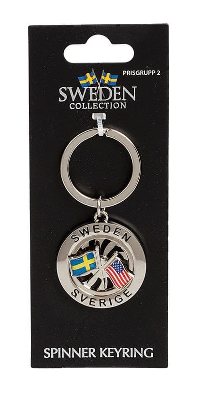 Nyckelring Souvenir Spinner Flagga Sverige USA