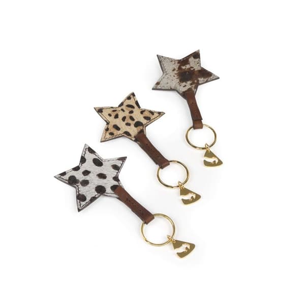Aubrion Cow Print läder nyckelring Grey/Brown One Size