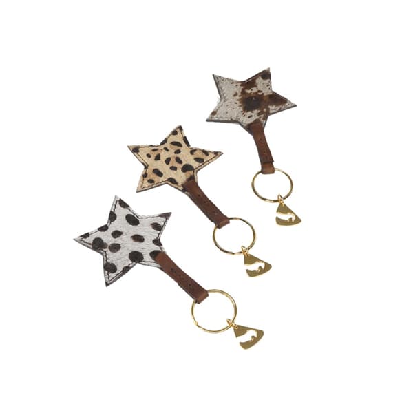 Aubrion Leopard Print kohudsläder nyckelring Beige/Brown/Black One Size