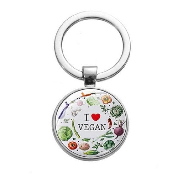 Nyckelring Vegan Statement Veganism I <3 Vegan Symbol