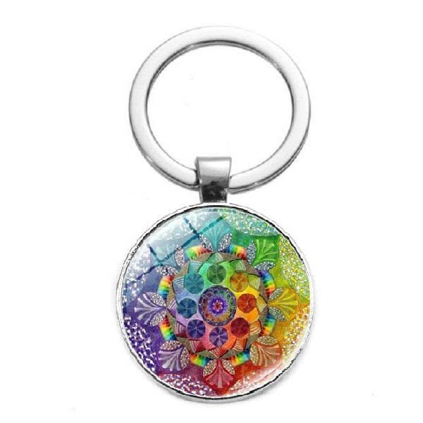 Nyckelring Mandala Buddhism Chakra Flower Of Life Rainbow Alkemi