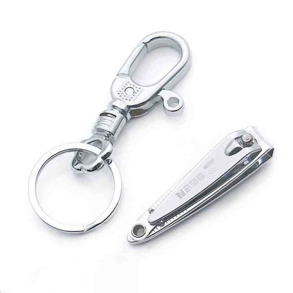 Keychain in carabine holder and nail clippers