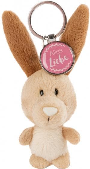 nyckelring Alles Liebe junior 7 cm plysch brun/rosa
