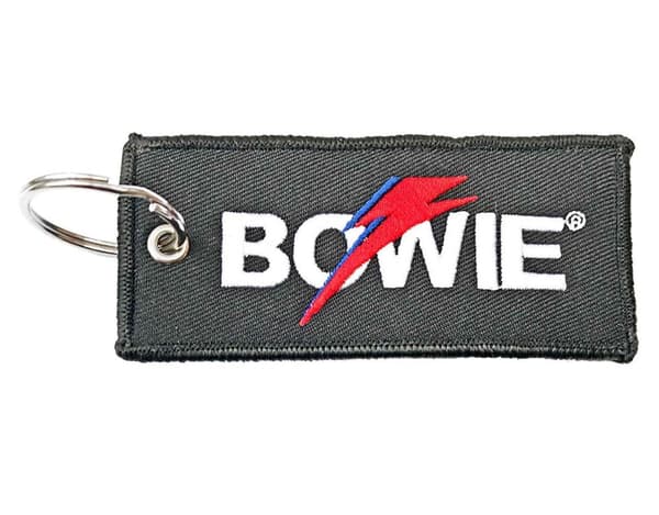 David Bowie Keyring Keychain Patch Flash Logo Official Black Taglia unica