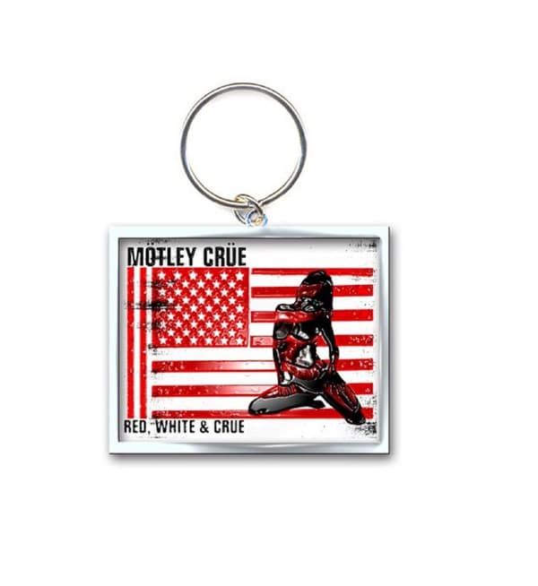 Motley Crue Keyring Keychain Red White and Crue band Logo Official Taglia unica