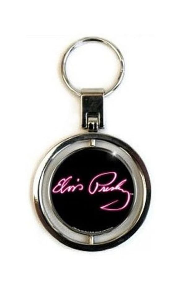Elvis Presley Keyring Keychain Lets Face it Official metal spinner One Size