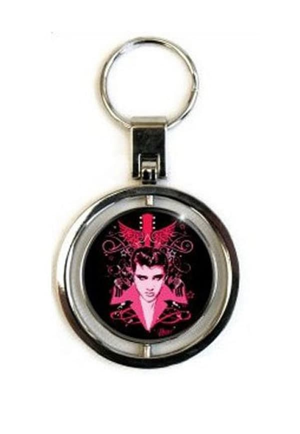 Elvis Presley Keyring Keychain Lets Face it Official metal spinner One Size
