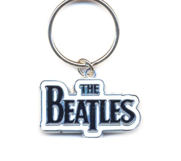 The Beatles Keychain Drop T band Logo Black Official metal One Size