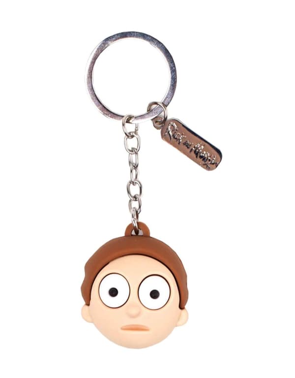 Rick & Morty Keyring Keychain Morty Face 3D Official Rubber One Size