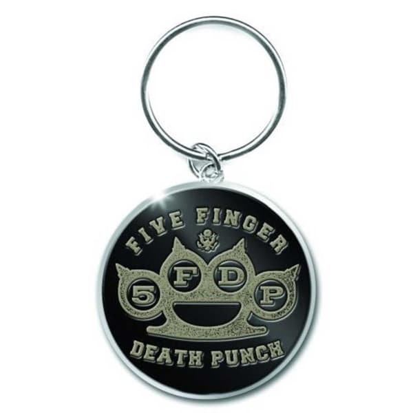Five Finger Death Punch Keyring Keychain Brass Knuckle logo Official metal One Size