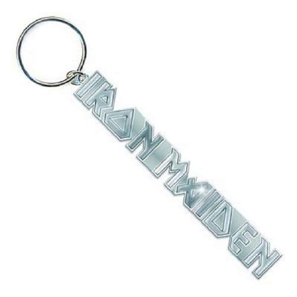 Iron Maiden Keyring Classic Silver Band Logo Official Chrome Metal Keychain One Size